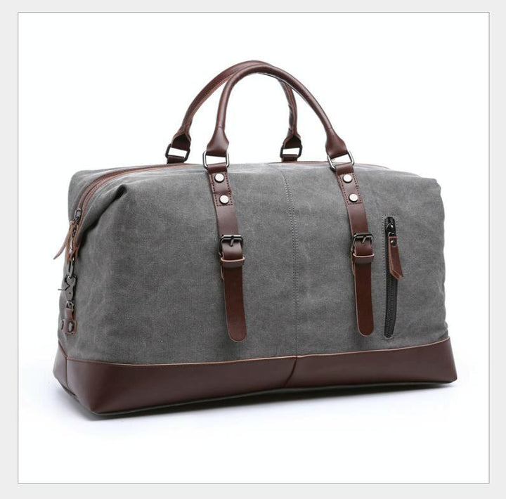 Men's Leather Duffel Bag - Black