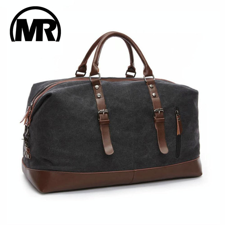 Men's Leather Duffel Bag - Black