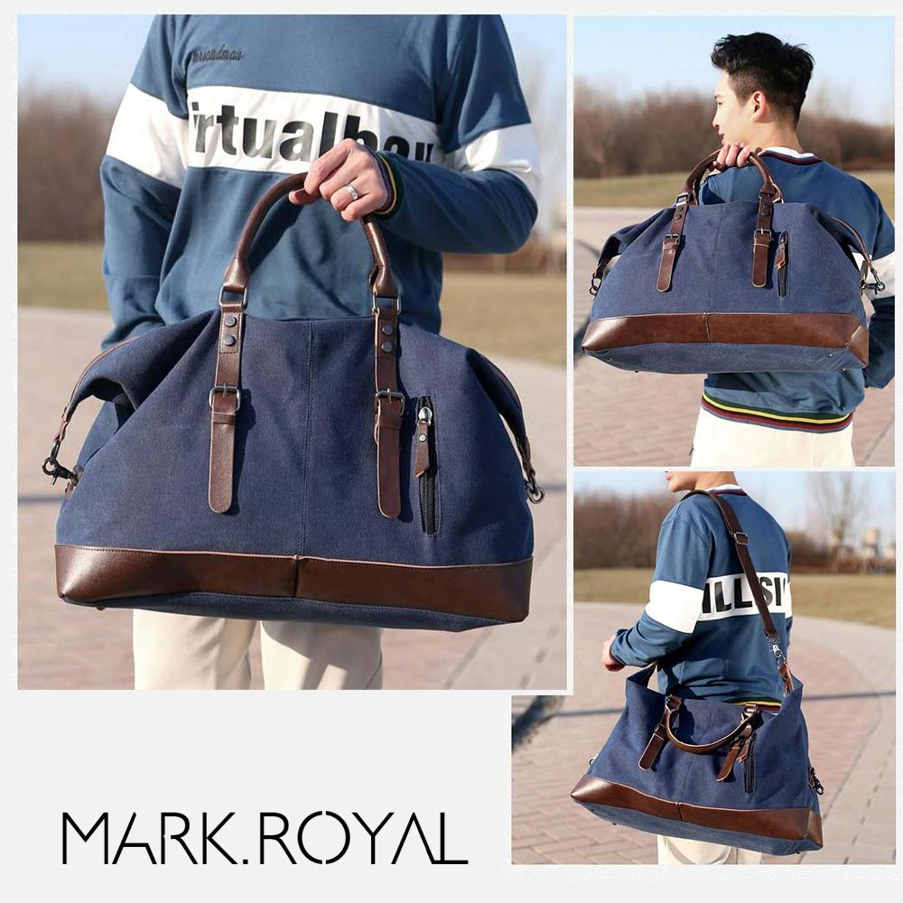 Men's Leather Duffel Bag - Black