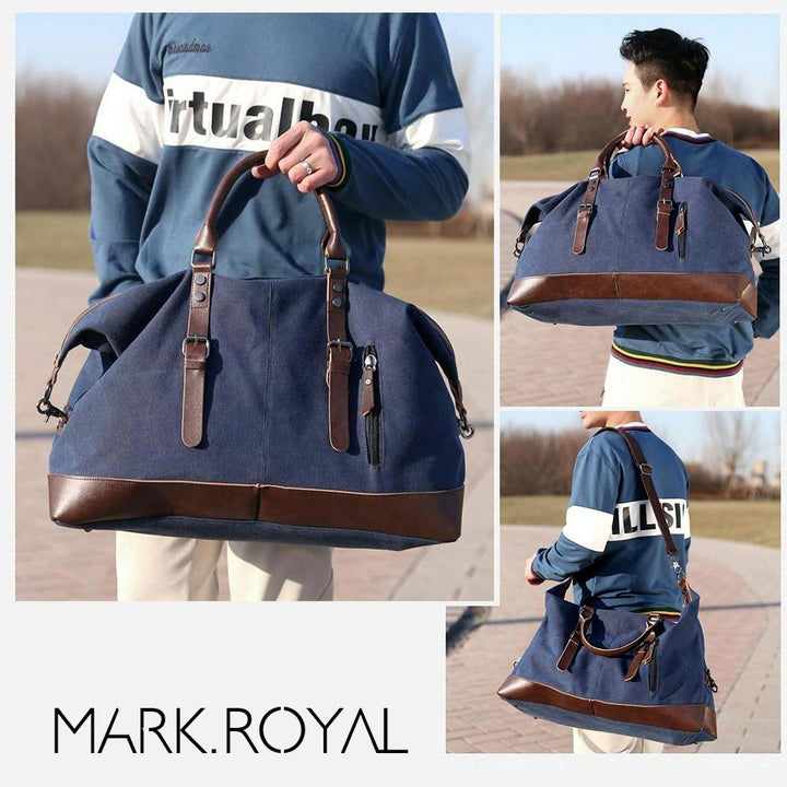 Men's Leather Duffel Bag - Black