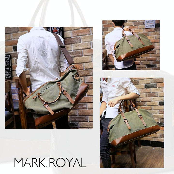 Men's Leather Duffel Bag - Black