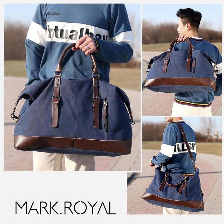 Men's Leather Duffel Bag - Black