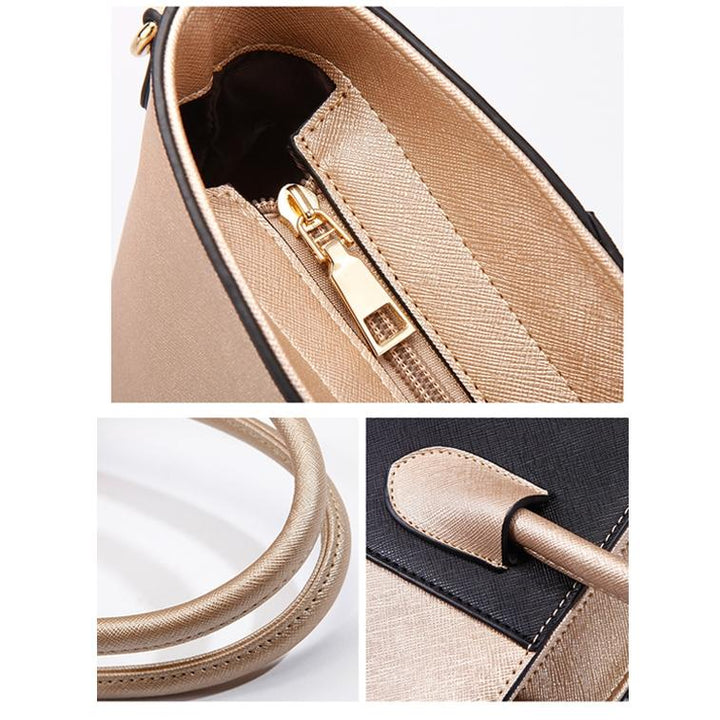 Stylish 4-in-1 Diagonal Handbag with Large Capacity - Blue Black