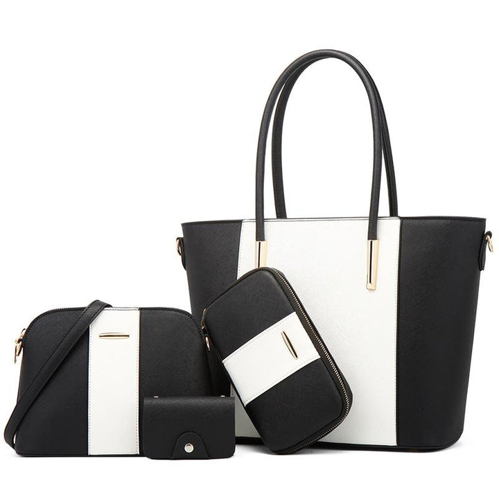 Stylish 4-in-1 Diagonal Handbag with Large Capacity - Blue Black