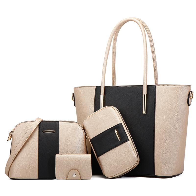Stylish 4-in-1 Diagonal Handbag with Large Capacity - Blue Black