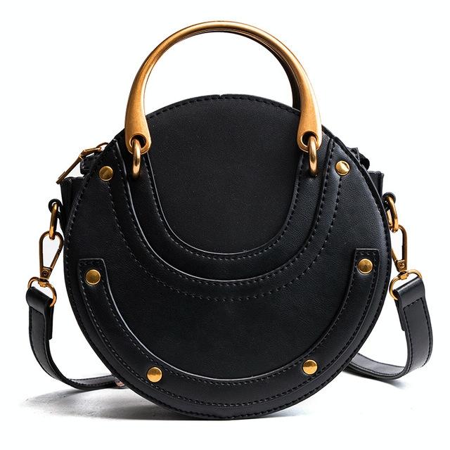 Women's Retro Black Leather Mini Shoulder Bag