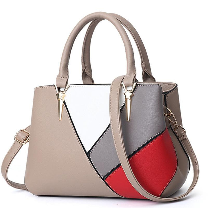 Colourblock Ladies Handbag - Pu Material - Dark Gray