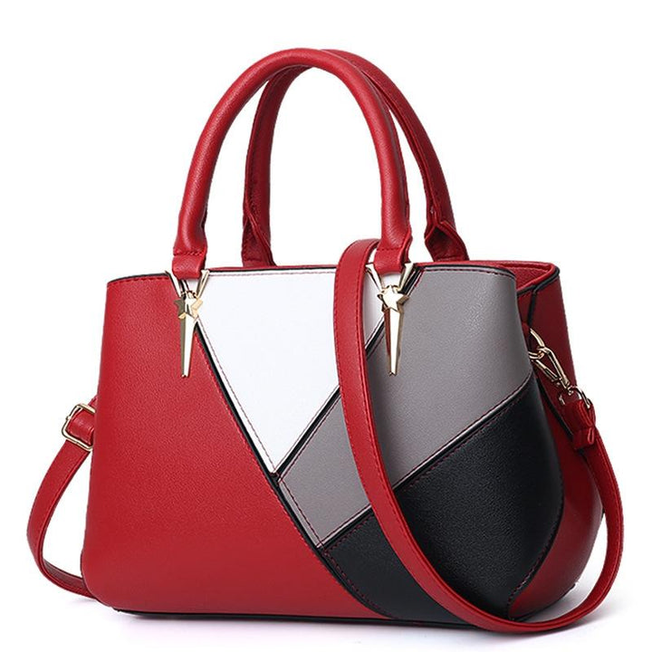 Colourblock Ladies Handbag - Pu Material - Dark Gray