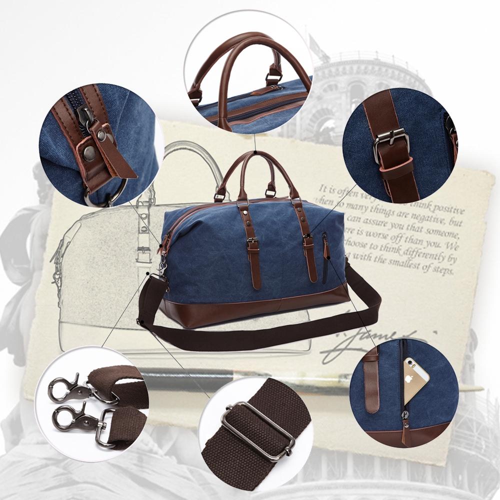 Men's Leather Duffel Bag - Grey
