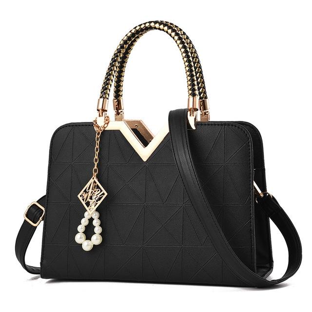Women's Zipper Leather Shoulder Bag - Wine Red