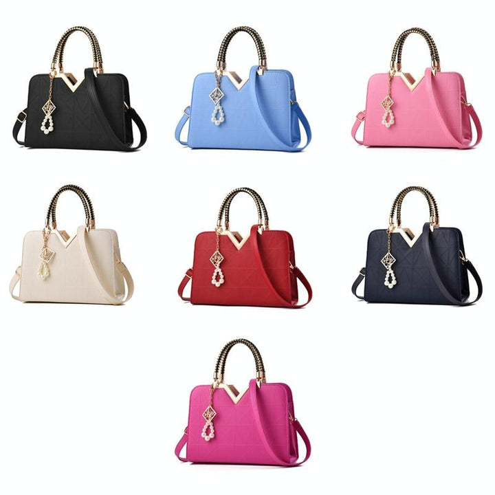 Women's Zipper Leather Shoulder Bag - Wine Red