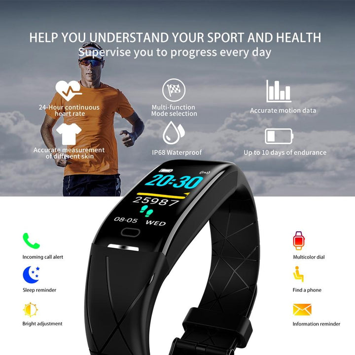 Smart Bracelet With Heart Rate Monitor And Call Reminder - Waterproof - Blue
