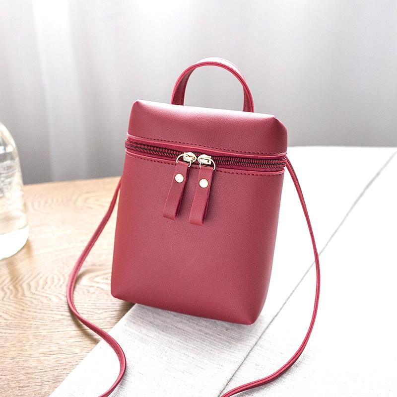 Simple Casual Shoulder Messenger Bag Small Crossbody Bucket Bag For Women - Red