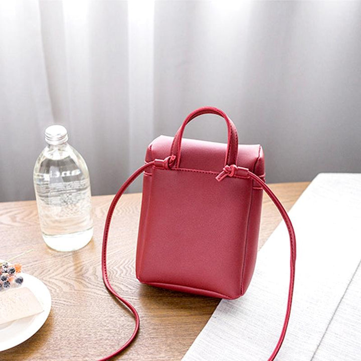 Simple Casual Shoulder Messenger Bag Small Crossbody Bucket Bag For Women - Red