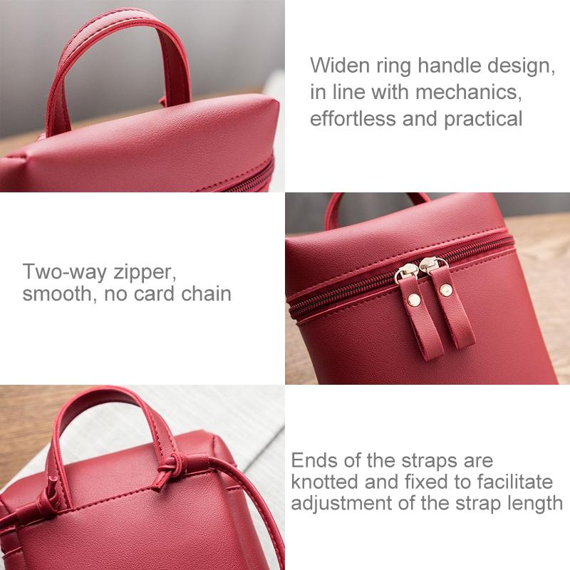Simple Casual Shoulder Messenger Bag Small Crossbody Bucket Bag For Women - Red