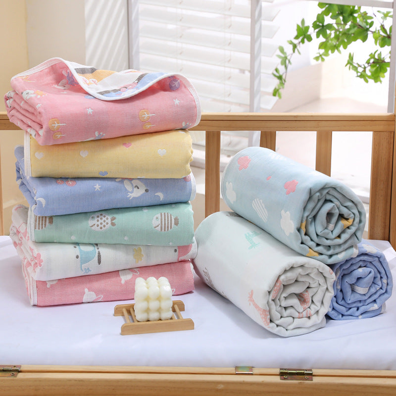 Pink Dog, 6-Layer Muslin Baby Blanket - Soft Cotton Bedding for Infants and Toddlers, 110x110cm