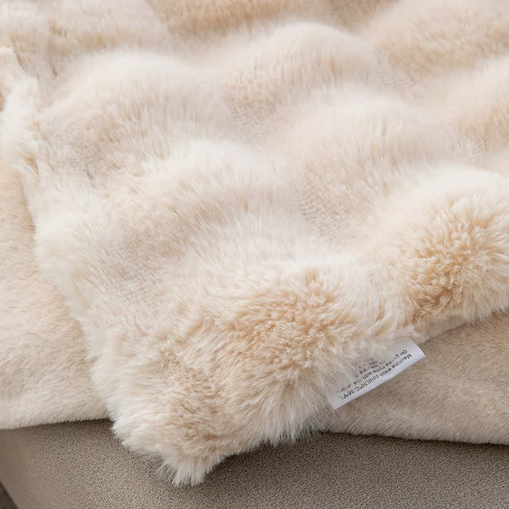 Green 70*100cm Plush Toscana Rabbit Hair Throw Blanket - Soft Flannel Fleece for All Seasons, Perfect for Couch & Bed