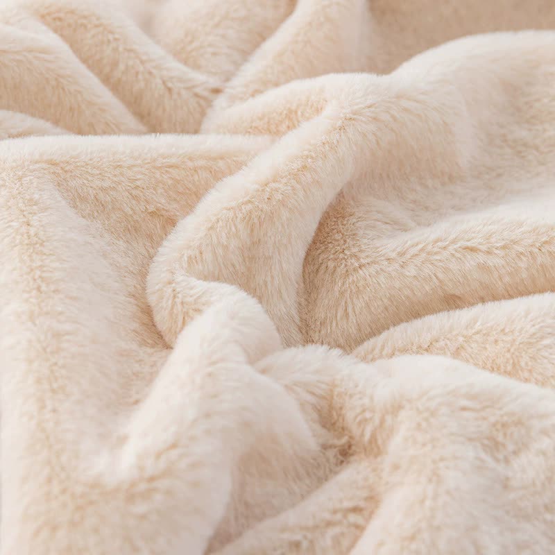 Green 70*100cm Plush Toscana Rabbit Hair Throw Blanket - Soft Flannel Fleece for All Seasons, Perfect for Couch & Bed