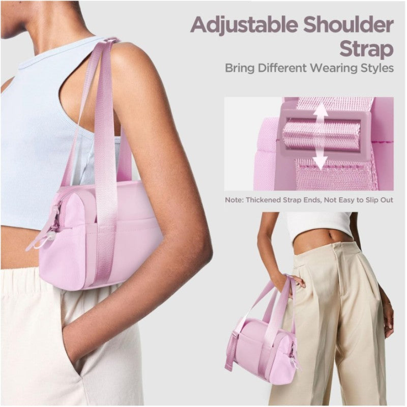Stylish Pink Mini Gym Bag & Travel Tote - Compact Duffel with Wet Pocket, Luggage Sleeve & Multiple Compartments