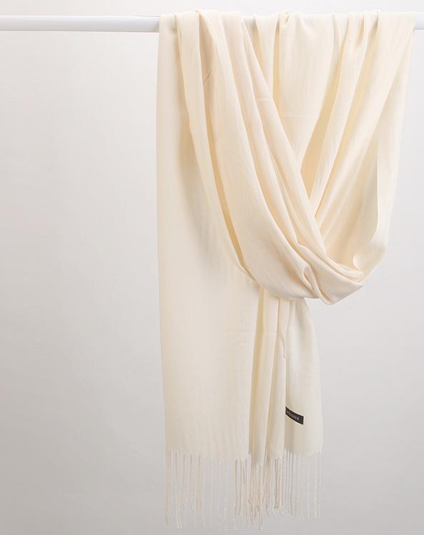 Luxe Soft Imitation Cashmere Scarf - Warm Solid Tone Shawl with Elegant Fringe(Light white)