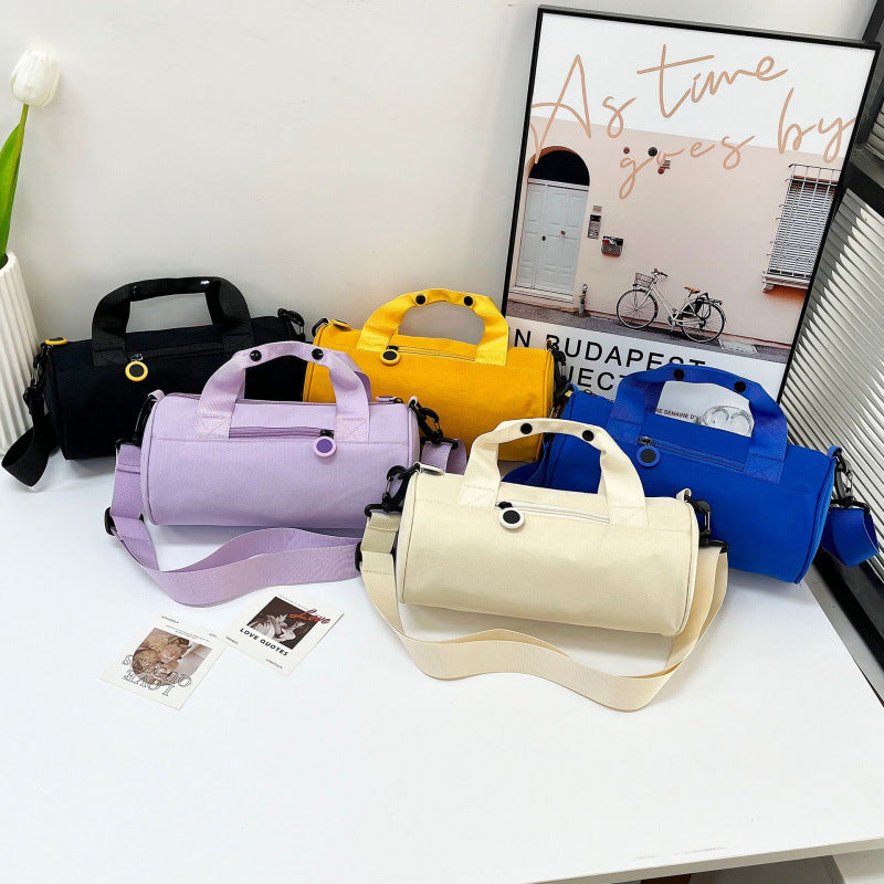 Waterproof Oxford Cylindrical Travel Bag - Large Capacity Handbag with Shoulder Strap(Orange)