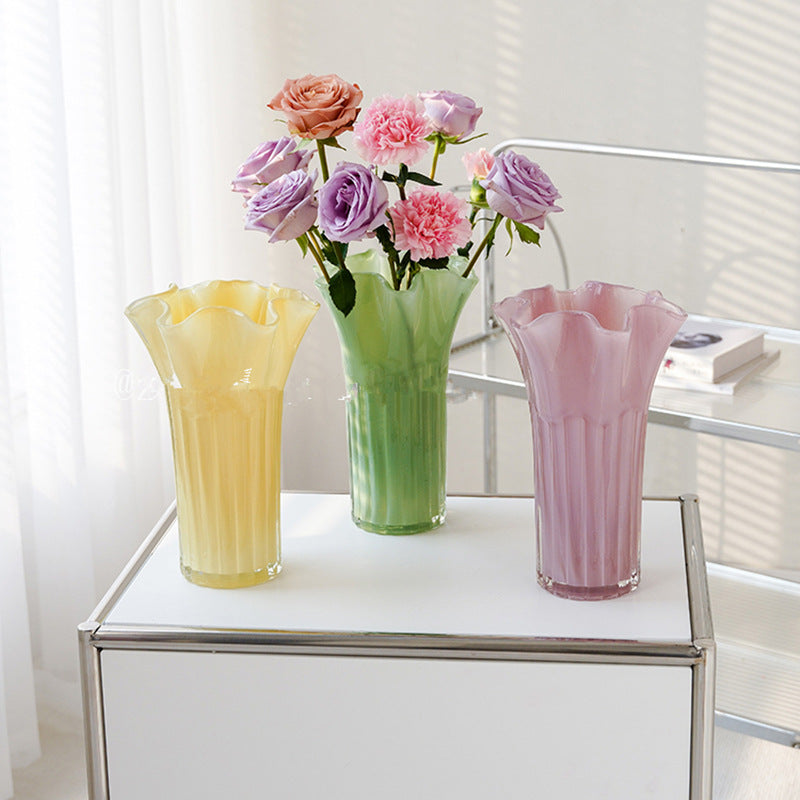 Nordic-Style Glass Vase - Elegant Fluted Flower Vase for Home Decor(Transparent)