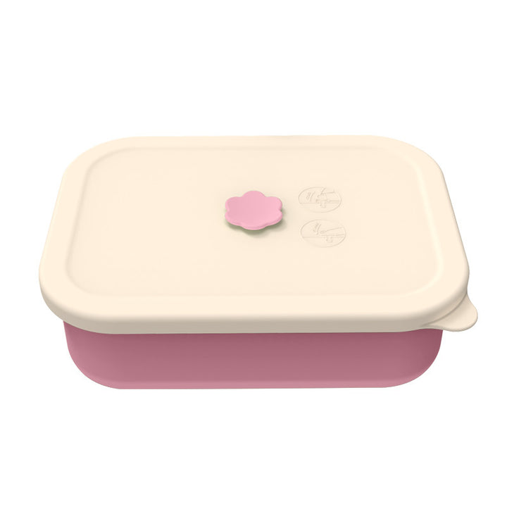 Pink Microwave-Safe Silicone Lunch Box with 4 Compartments - Airtight Bento Box for Work and Travel