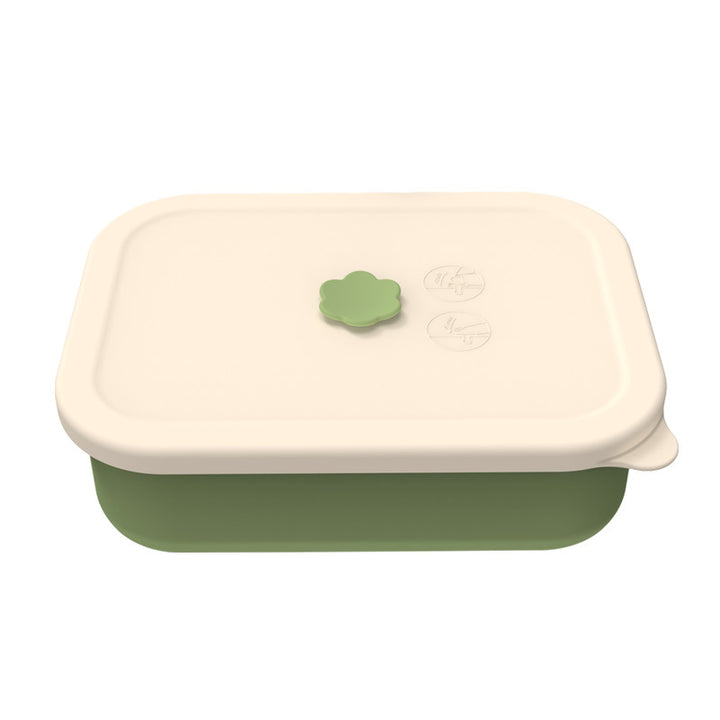 Dark green Microwave-Safe Silicone Lunch Box with 4 Compartments - Airtight Bento Box for Work and Travel