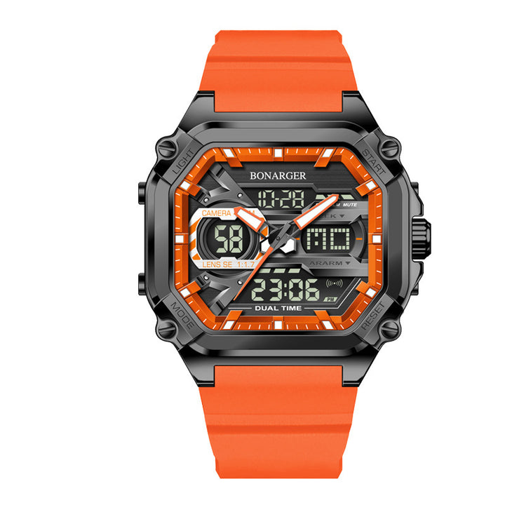 Orange Men's Dual Display Watch - Dual Time Digital Analog Waterproof Sports Watch
