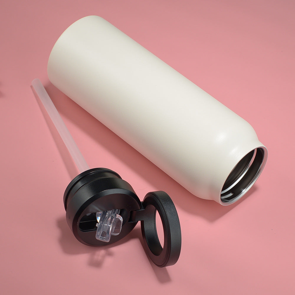 Stainless Steel Insulated Water Bottle with Magnetic Phone Stand - Beige 940ml