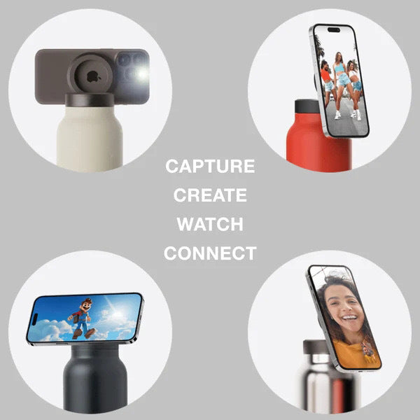 Stainless Steel Insulated Water Bottle with Magnetic Phone Stand - Beige 940ml