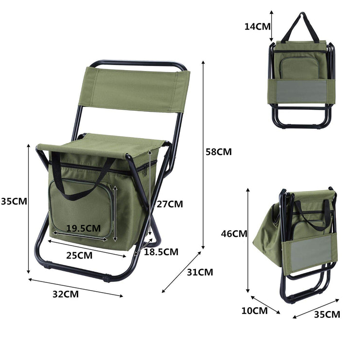 Foldable Camping Chair with Integrated 10L Insulated Cooler Bag - Camouflage color
