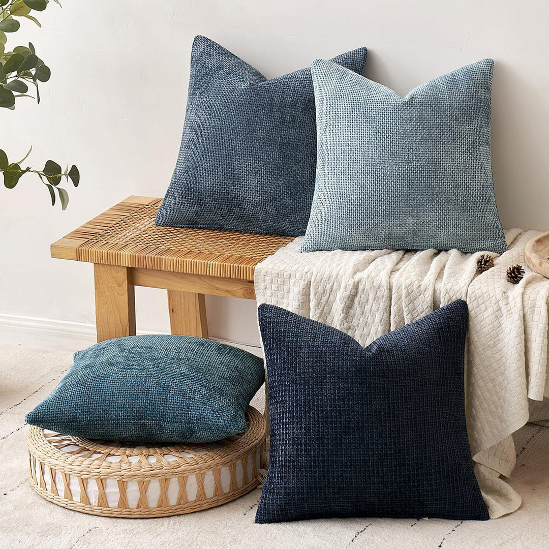 Plush Chenille Cushion Covers Set of 2 - Beige 45x45cm