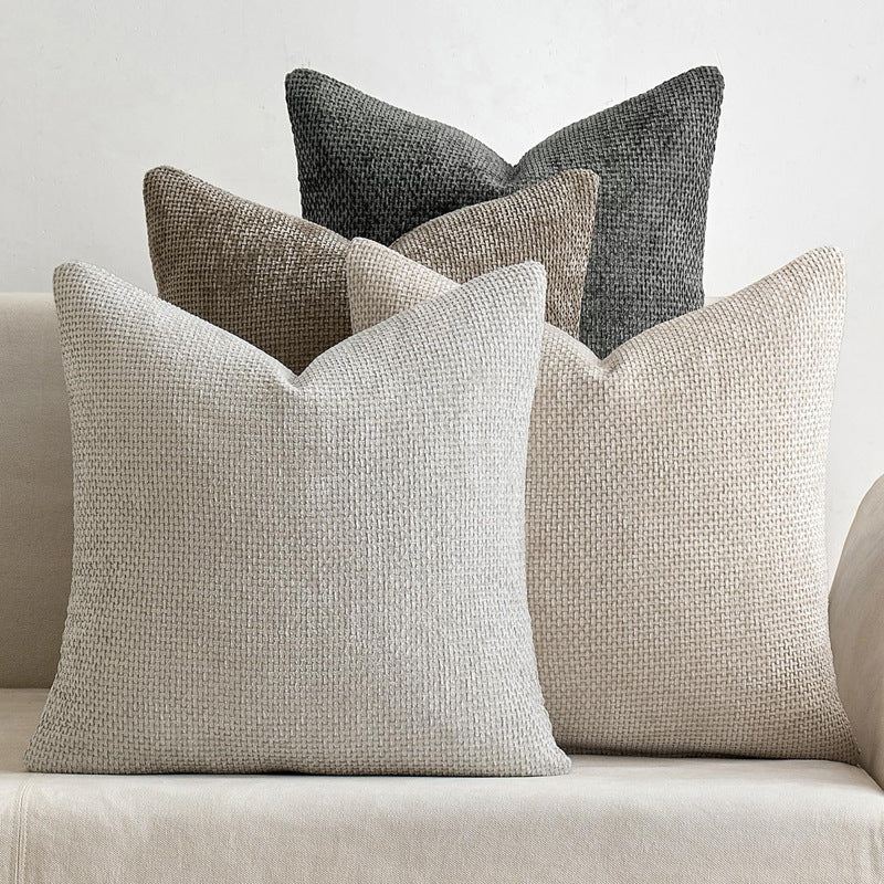 Plush Chenille Cushion Covers Set of 2 - Beige 45x45cm