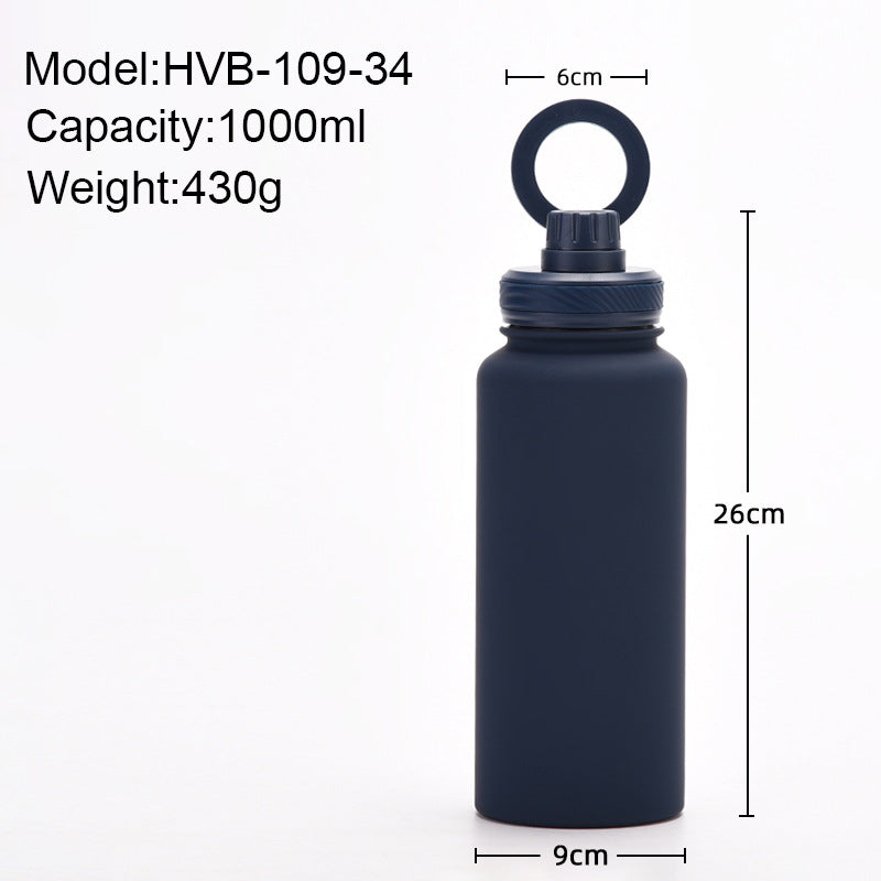 Matcha Green 1L Stainless Steel Water Bottle with Magnetic Phone Holder Lid - Portable Hydration & Hands-Free Stand