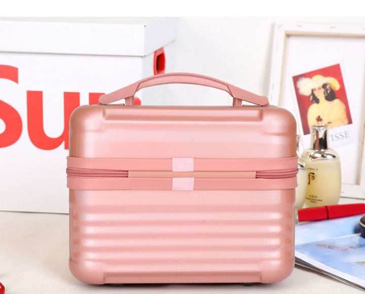 Red Durable Hard Shell Makeup Travel Case - Large Capacity Portable Cosmetic Organizer Box with Handle