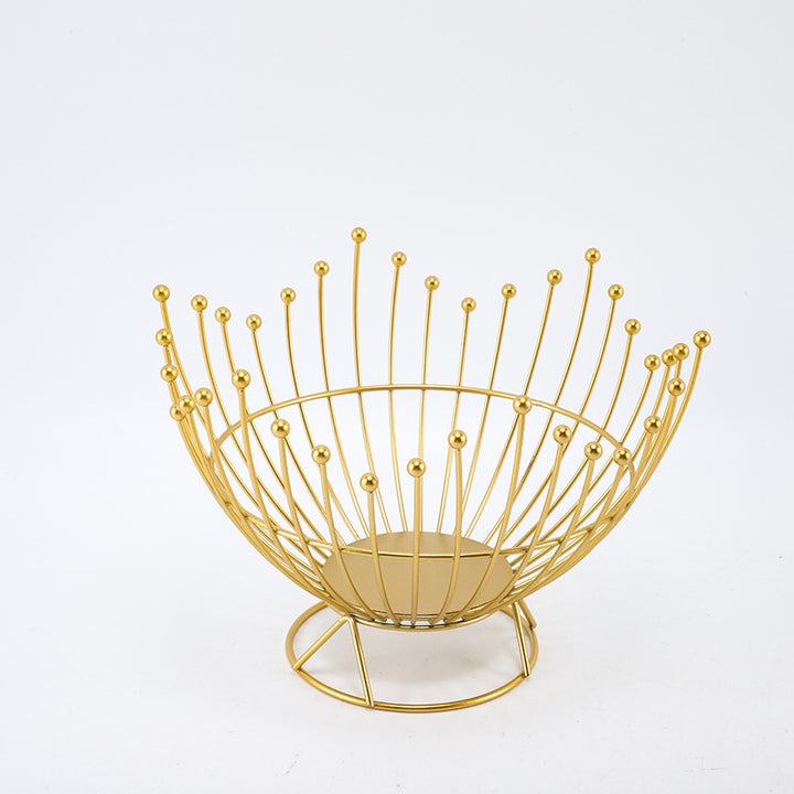 Pedestal Base Gold Modern Metal Wire Fruit Basket Bowl - Countertop Storage for Fruit & Snacks