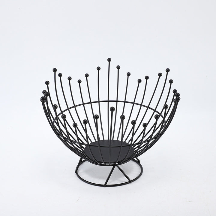 Pedestal Base Black Modern Metal Wire Fruit Basket Bowl - Countertop Storage for Fruit & Snacks