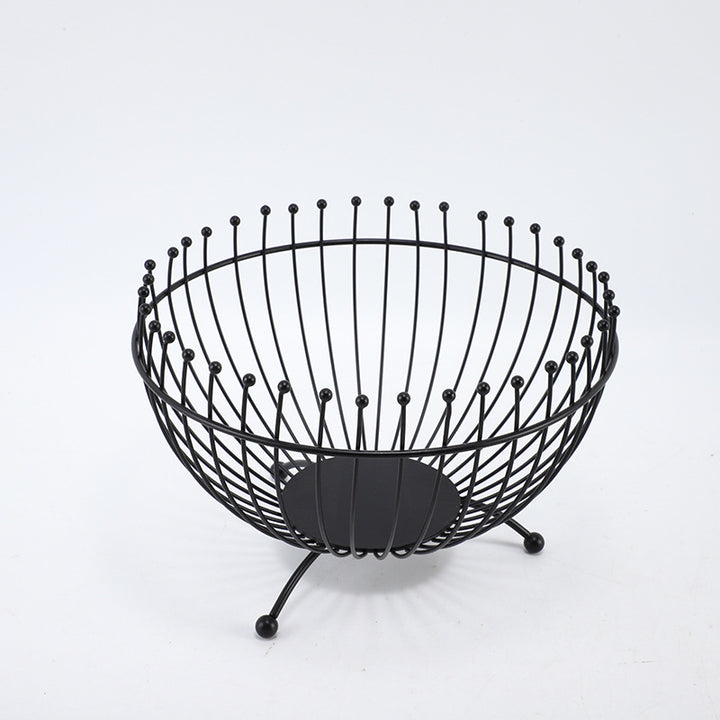 Small Feet Black Modern Metal Wire Fruit Basket Bowl - Countertop Storage for Fruit & Snacks