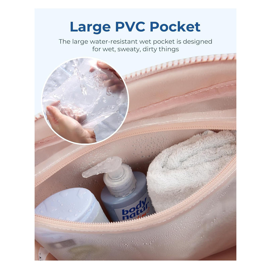 White Large Capacity Quilted Travel Tote Bag - Waterproof Gym Duffel with Wet Pocket (42x19x30cm)