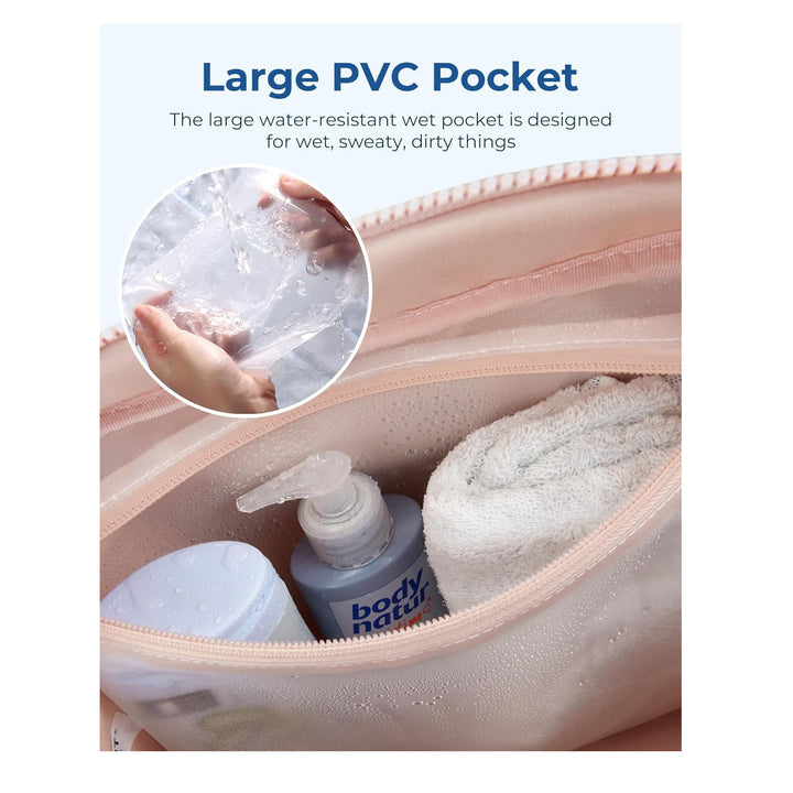 White Large Capacity Quilted Travel Tote Bag - Waterproof Gym Duffel with Wet Pocket (42x19x30cm)