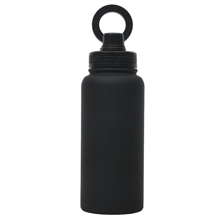 Black Premium 35oz Stainless Steel Insulated Sports Bottle with Magnetic Phone Holder Lid
