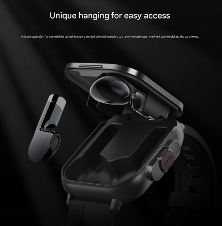 Silver Steel 2-in-1 Bluetooth Smartwatch with Integrated Earbuds for Sports