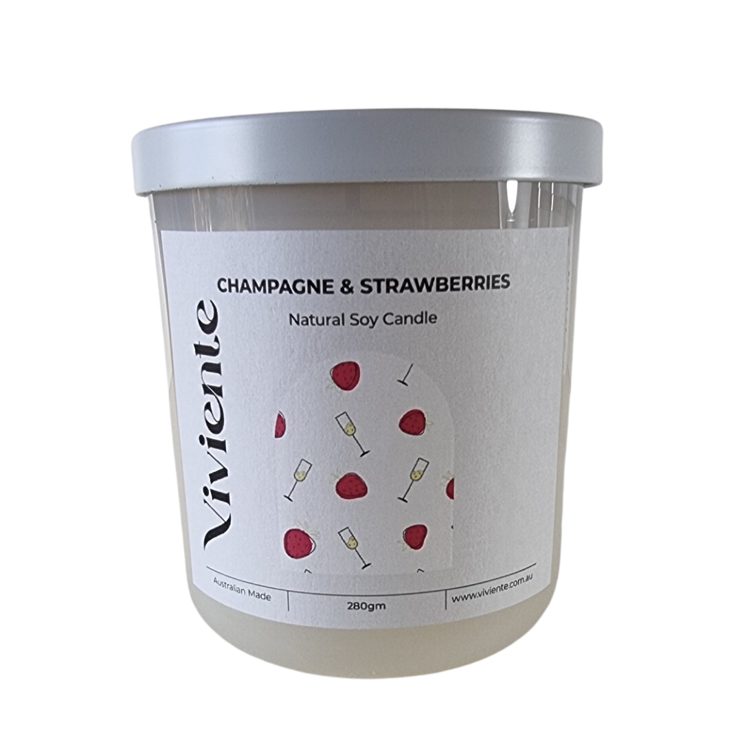 Viviente Natural Soy Candle Champagne and Strawberries | Confetti Living