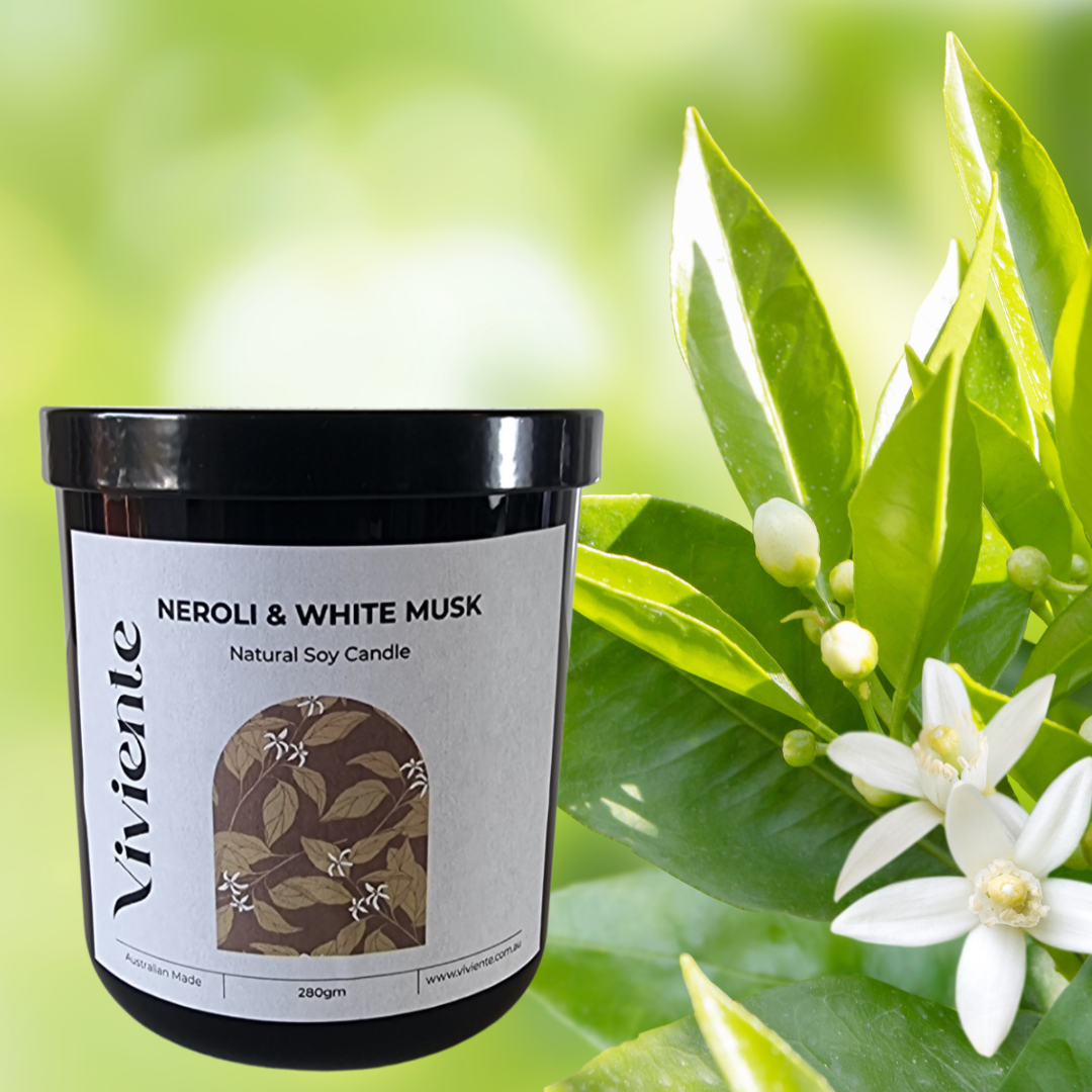 Viviente Natural Soy Candle Neroli and White Musk | Confetti Living