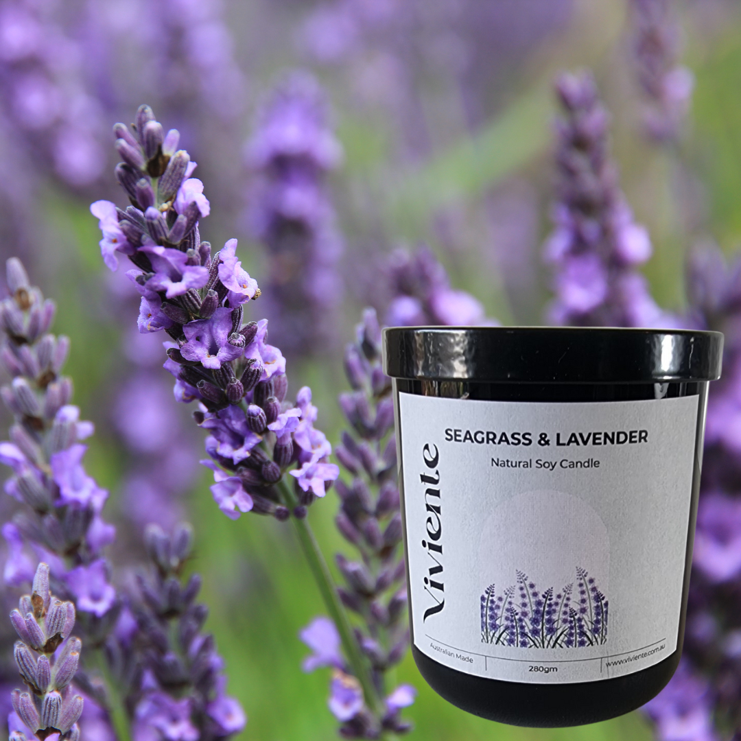 Viviente Natural Soy Candle Seagrass and Wild Lavender | Confetti Living
