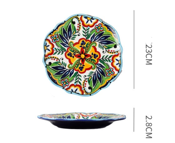 Bohemiam Glazed Ceramic Serving Plates