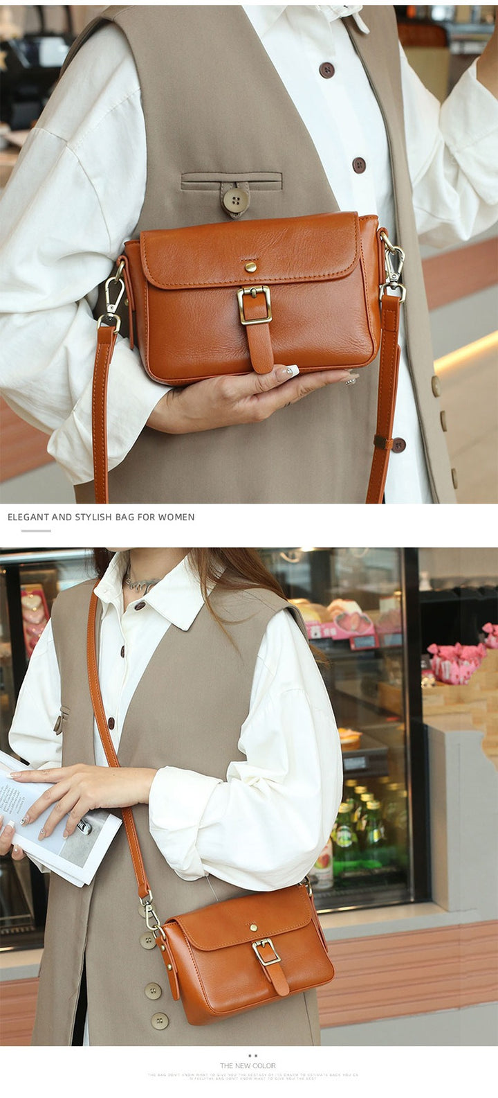 Women's Retro Leather Small Square Shoulder Bag | Confetti Living