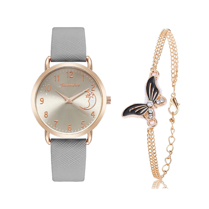 Women's Stylish Quartz Watch and Bracelet Set