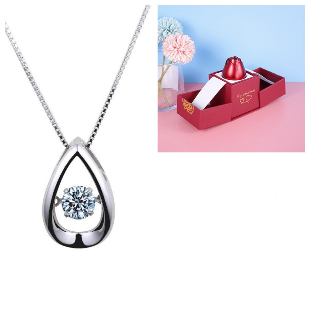 Metal Rose Jewellery Gift Box with Necklace